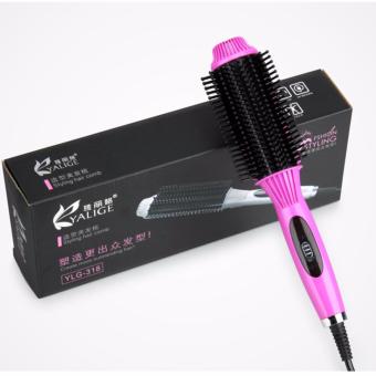 2-In-1 Multifunctional hair iron Fast Hair Straightener Comb, Hair Curler Brush Electric Straightening Irons Comb(Pink) - intl