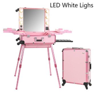 Seongnam LED Makeup Case dengan Kaki Meja dan Dimmer - Pink