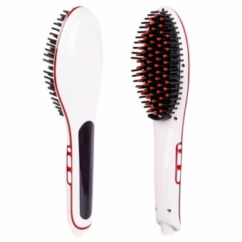 With LCD Display Fast electric Hair Straightener CombHairStraightening irons Professional Hair Styling Comb (White)(OVERSEAS) - intl