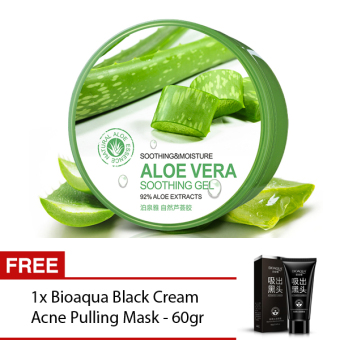 Bioaqua Aloe Vera Gel Cream Mask 220g Free Bioaqua Black Cream Acne Pulling Mask 60g