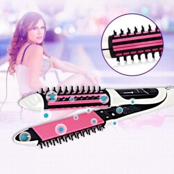 2-in-1Hair straightener Comb/Ripple Curling hair curler Fast SafeTemperature Control Professional Hair iron Straightening Brush - intl