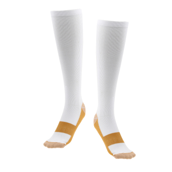 BolehDeals BolehDeals Unisex Nylon Copper Anti-Fatigue Compression Support Socks L/XL White