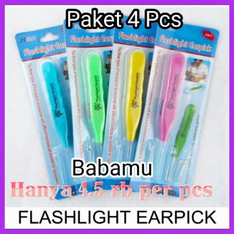 Babamu - Korek Kuping LED Paket 4 Pcs - Flashlight Earpick - Hijau dan Pink