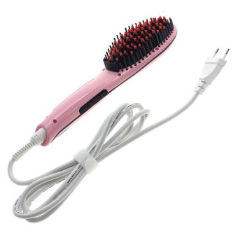 Whyus Pink - Fast Anion Hair Straightener Silky Straight Hair Brush Comb Ceramic Heating Iron (EU Plug) - intl