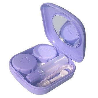 Mini Square perjalanan bentuk kotak Case lensa kontak bekas dudukan dengan cermin kecil pinset aplikator dan botol larutan ungu