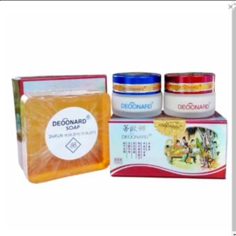 Paket Cream Deoonard Red Bleaching Cream 15gr -Cream Siang Malam 1 Set Sabun Deoonard Red -Original