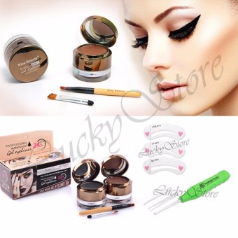 Lucky Kiss Beauty Waterproof Gel Eyeliner + Eyebrow 2 in 1 - 1 Pcs + Flashlight Earpick - 1 Pcs + Cetakan Alis - 1 Pcs