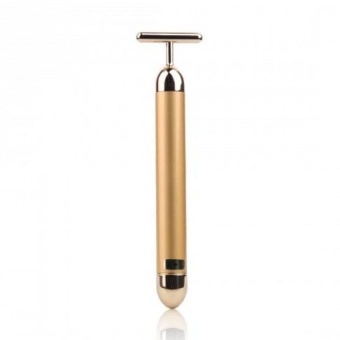 24K Gold T Bar Face Lifting V Shaping Slimming Pulse Massager StickRids Water Retention & Double Chin - intl