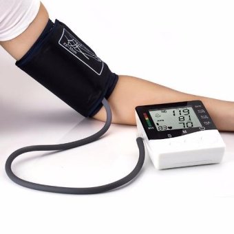 Blood Pressure Monitor Arm health monitors tonometer health care meter LCD Digital sphygmomanometer for heart(White)