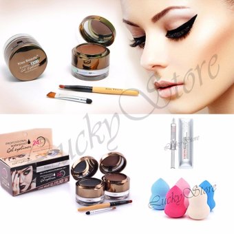 Lucky Kiss Beauty Waterproof Gel Eyeliner + Eyebrow 2 in 1 - 1 Pcs + Xbeino Serum Whitening - 1 Pcs + Sponge Beauty Guci - 1 Pcs