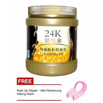 24k Active Gold Hair Mask - Masker Rambut Aromatic Moisturizing & Dandruff Removing + Gratis Nose Up Clipper - Alat Pemancung Hidung Alami - 1 Buah