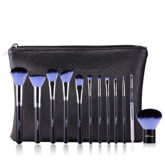 MSQ 12pcs Makeup Brushes Set Alminium Ferrule Cosmetic Tool High Quality Synthetic Hair With PU Leather Case (Intl)