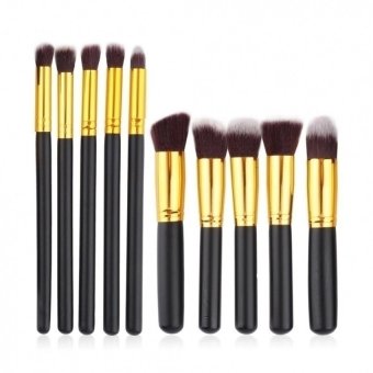 JBS Kuas Makeup Brush Set Cosmetic Blending Pencil Brushes Gold - 10 Pcs