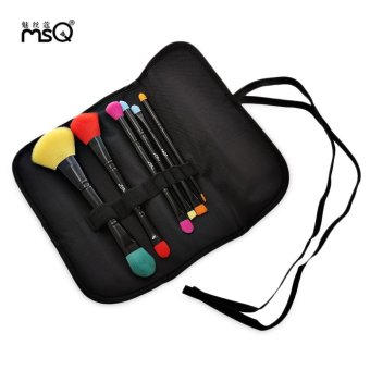 MSQ 6pcs Portable Double-end Makeup Brushes Set with Storage Bag (Black) - intl