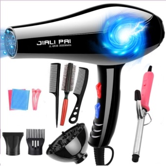 High Quality JIALI 3000W 220V 5-speed Hair Dryer Blue Light Anion Ceramic Ionic Fast Styling Blow Dryer AC Motor Salon&Home Use Hair Drier +10 Hair tools (Black) - intl