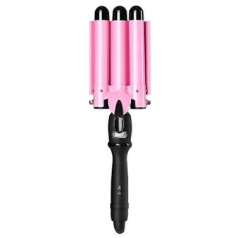GPL/ [Third Generation]Professional Hair Curling Iron Deep Waver Fast Heating Wavy Curling Salon Styler Hair Curler Wand for Long Hair with LCD Display 3 Barrel, Pink with Black/ship from USA - intl