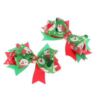 MagiDeal Phenovo Baby Girls Bowknot Snowman Christmas Hairpin Barrette Headdress 4' - intl