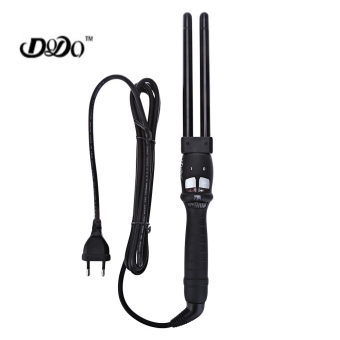 DODO L - 1313D High Quality Black Ceramic Fast Heating Hair Curling Iron Double Wand Roller (BLACK) - Intl