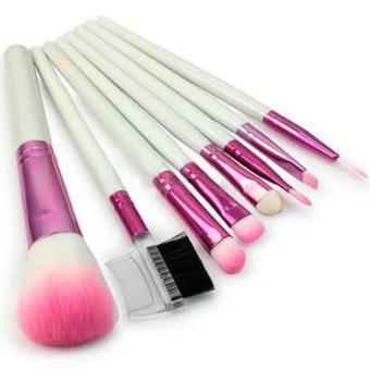 Vienna Linz Kuas Make Up Cosmetic Brush 8 Pcs with Pouch Professional Brushes Makeup Set Kit Tool Brushes Super Soft Pouch Kosmetik Peralatan Kecantikan Wanita Profesional Bulu Halus Lembut Dandan Wajah Maksimal - Pink