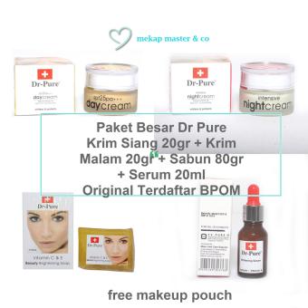 Dr Pure Paket Besar - Cream Day & Night+Transparant Soap+Serum Original Terdaftar BPOM - 4 Item