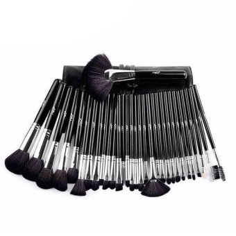 MSQ 32 Pcs Makeup Brushes Black Rod Super Professional Brush SetKitwith Black PU Leather Pouch - intl