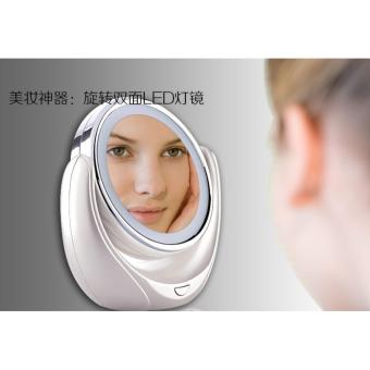 AJUSEN led Makeup Mirror 360 Rotary Excellent Illumination 1x 5x High Clear Cosmetic Mirror - intl