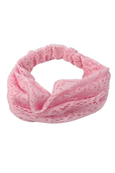 Velishy Lace Headband Wide Bandanas Pink