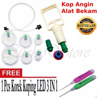 Lucky Kop Angin / Alat Bekam Isi 6 Cup + Flashlight Earpick / Korek Kuping LED - 1 Pcs