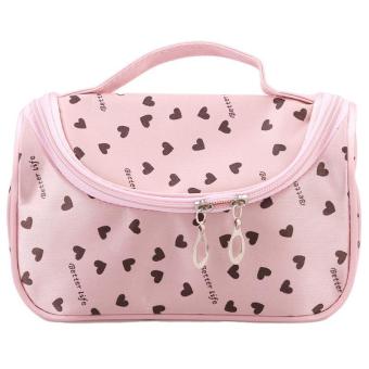 Ai Home Portable Women Makeup Bags with Mirror Cosmetic Case Small Peach Heart (Pink) - intl