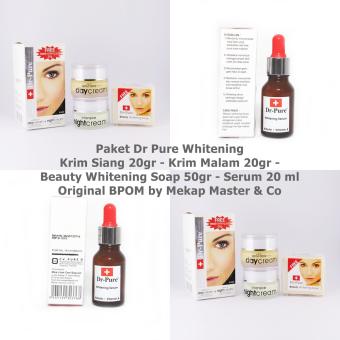 Dr Pure Paket Whitening Paket (Day Cream 20gr + Night Cream 20gr + Whitening Soap 50gr) + Serum - 4 Item
