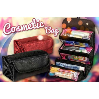 Gogo Roll and Go Cosmetic Bag - Tas Kosmetik Travel - Hitam/Merah