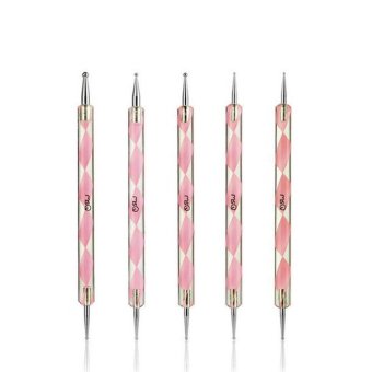 MSQ 5Pcs 2 Ways Acrylic Nail Art Manicure Flower Paint Dotting Pen Diy Decorations(Pink)