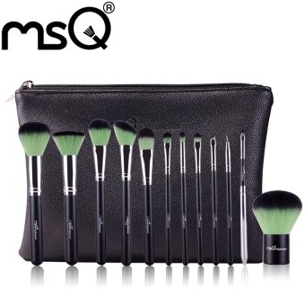 MSQ New Arrival 12pcs Makeup Brush Set With Soft High QualitySynthetic Hair(Green) - intl