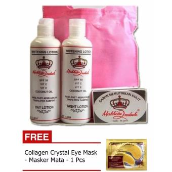 Mahkota Indah - Paket Pemutih Badan - Lotion Siang, Lotion Malam, Sabun + Gratis Collagen Crystal Eye Mask - Masker Mata - 1 Buah