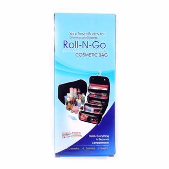 Roll N Go Cosmetic Bag / Tas Make Up / Dompet Make Up / Alat Kecantikan - Tas Serbaguna - Tas Tempat Penyimpanan Alat Make Up Perhiasaan Kebutuhan Mandi & Travel - Hitam