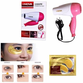 Nova Hair Dryer N-658 Hair Drayer - Pink - Collagen Crystal Eye Mask - Masker Mata