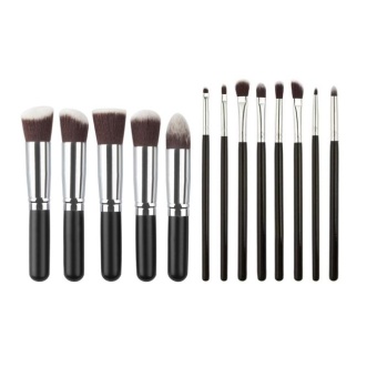 10PCS Cosmetic Makeup Brush Brushes Set Foundation Powder Eyeshadow Silver