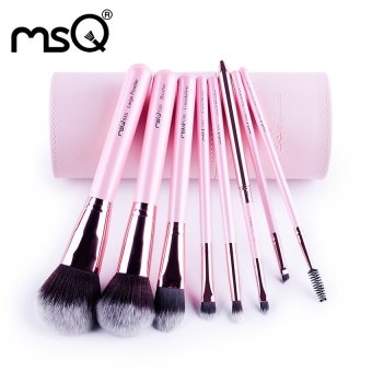 MSQ Professional 8pcs Makeup Brush Pink Set Soft Hair With PULeather Cylinder Case - intl