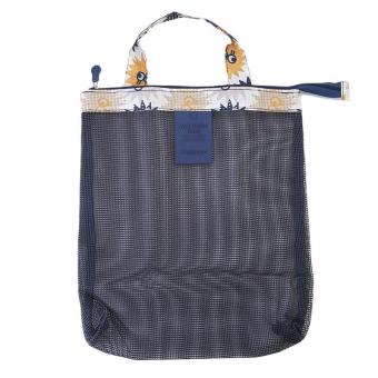 Ai Home Travel Cosmetic Makeup Wash Bag Mesh Storage Bag Beach Handbag (Navy Blue) - intl