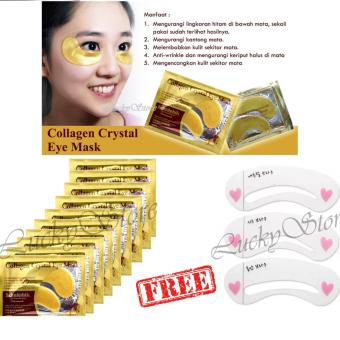 Collagen Crystal Eye Mask - Masker Tempel Untuk Mata Panda, Kantong Mata, Kerutan - 10 Pasang + Free Cetakan Alis - 3 Pcs