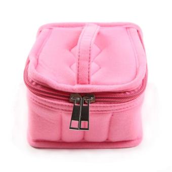 Ai Home Double Zipper 16 Bottles Essential Oil Bag Carrying Case Cosmetic Makeup Bag (Pink)