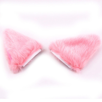 GETEK Cute Costume Cosplay Orecchiette Cat Long Fur Ears Hair Clip (Pink)
