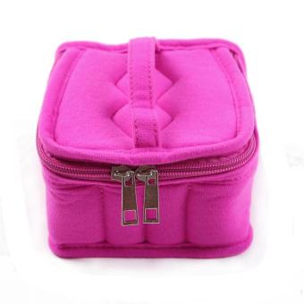 Ai Home Double Zipper 16 Bottles Essential Oil Bag Carrying Case Cosmetic Makeup Bag (Hotpink)