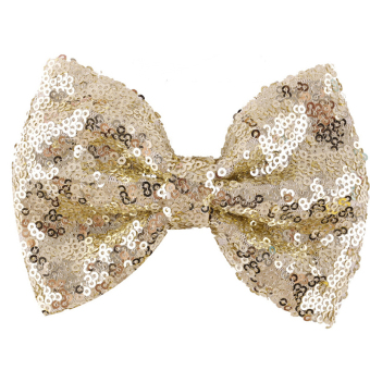 Velishy Sequins Bow Hair Clips for Costume Party Light Gold