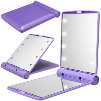 Ai Home LED Folding Compact Make up Cosmetic Mirror (Purple) - intl