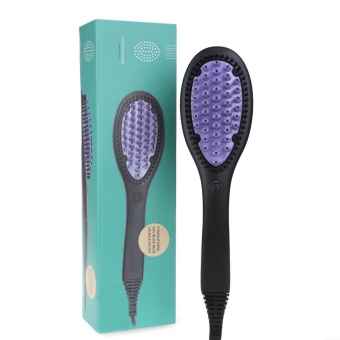 Digital Electric Hair Straightener Massage Comb Flat Iron Fast Tourmaline Ceramic Anion Care (BLACK)