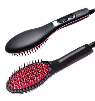 Haotom Simply Straight Fast Electric Hair Straight Ceramic Brush Comb Irons With LCD Display - intl