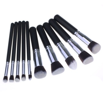 10PCS Cosmetic Makeup Brush Brushes Set Foundation Powder Eyeshadow Silver Free Shipping
