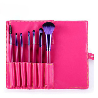 MSQ foundation powder blush eye lip brushes face care cosmetics pinceis maquiagem 7pcs pink makeup brushes set(Pink)  