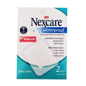 3M Nexcare Blood Stop Waterproof - Kasa, Perban Penutup Luka - 6 x 7cm - 2 buah/pack